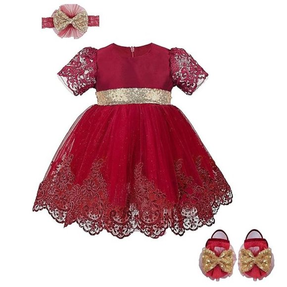 NWT Beautiful Sparkling Sequin Bow Baby Dress Christmas Flower Girl Page… - Picture 9 of 12